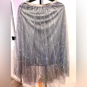 Pearl embroidered light blue Women long skirt